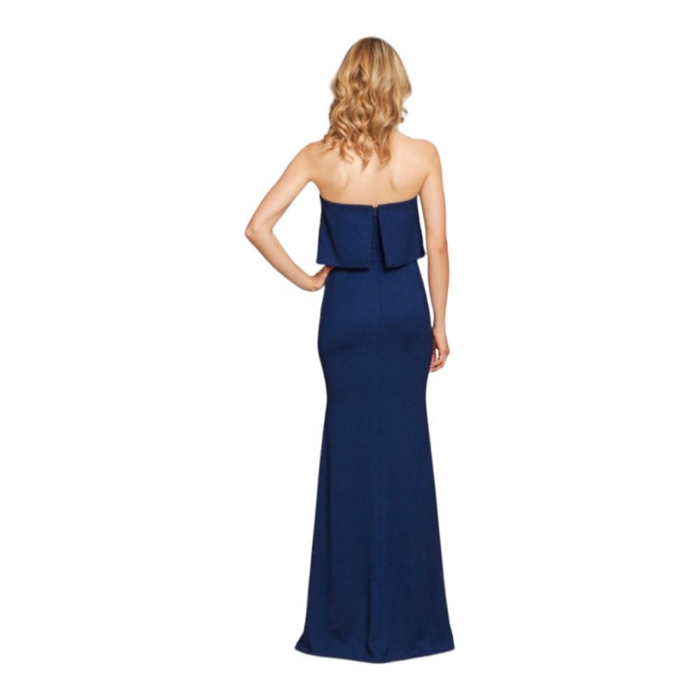 NWT Hayley Paige Occasions strapless gown flutter sheath dress navy blue 5860 10 - Picture 3 of 12